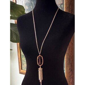 NWOT Kendra Scott Long 14k GP Chain Necklace W/ Black Onyx Pendant & Tassel 30”